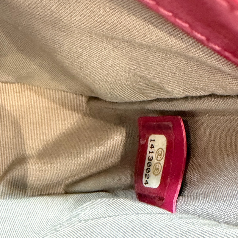 CHANEL vintage 桃紅 銀鍊 腋下包 手提包 肩背包 手機包 老香-42
