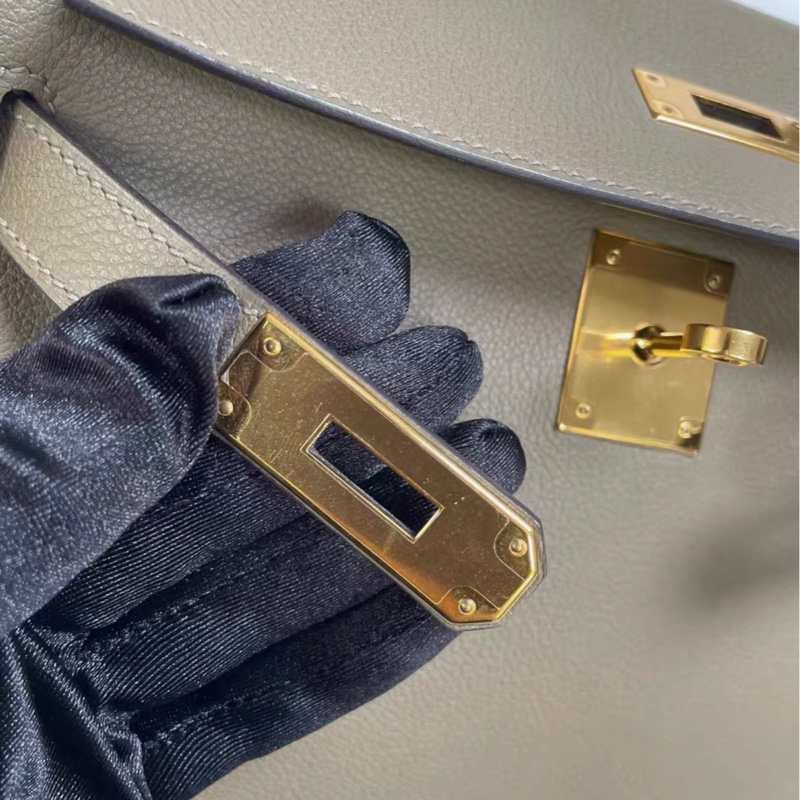 愛馬仕 Kelly 25 金扣 大象灰 x刻-16