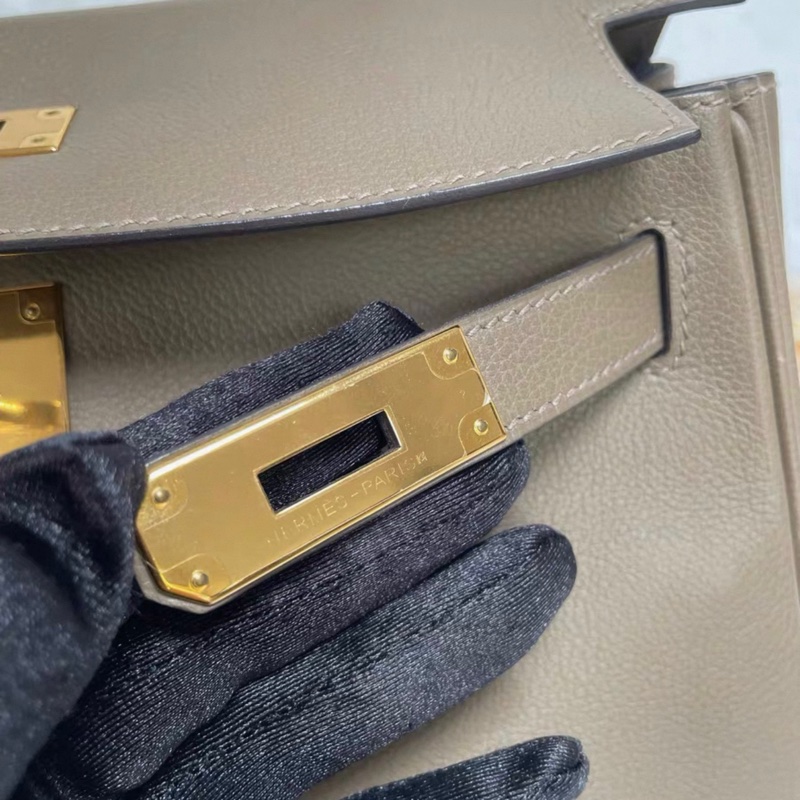 愛馬仕 Kelly 25 金扣 大象灰 x刻-18
