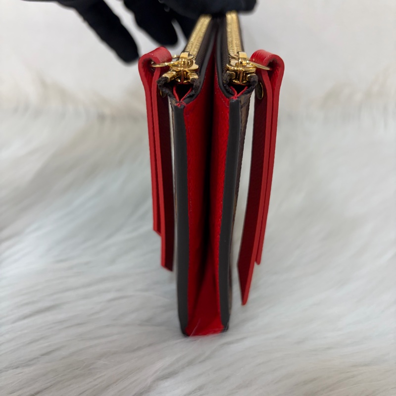LV M61287 Adele 經典花紋 原花雙拉鍊 扣式 長夾-1