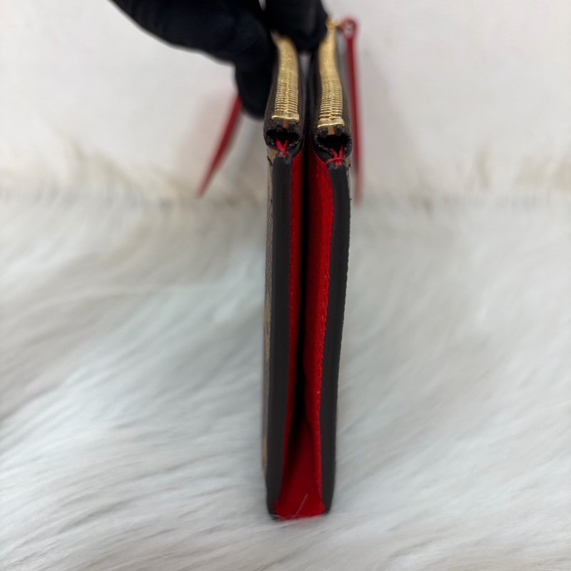 LV M61287 Adele 經典花紋 原花雙拉鍊 扣式 長夾-3