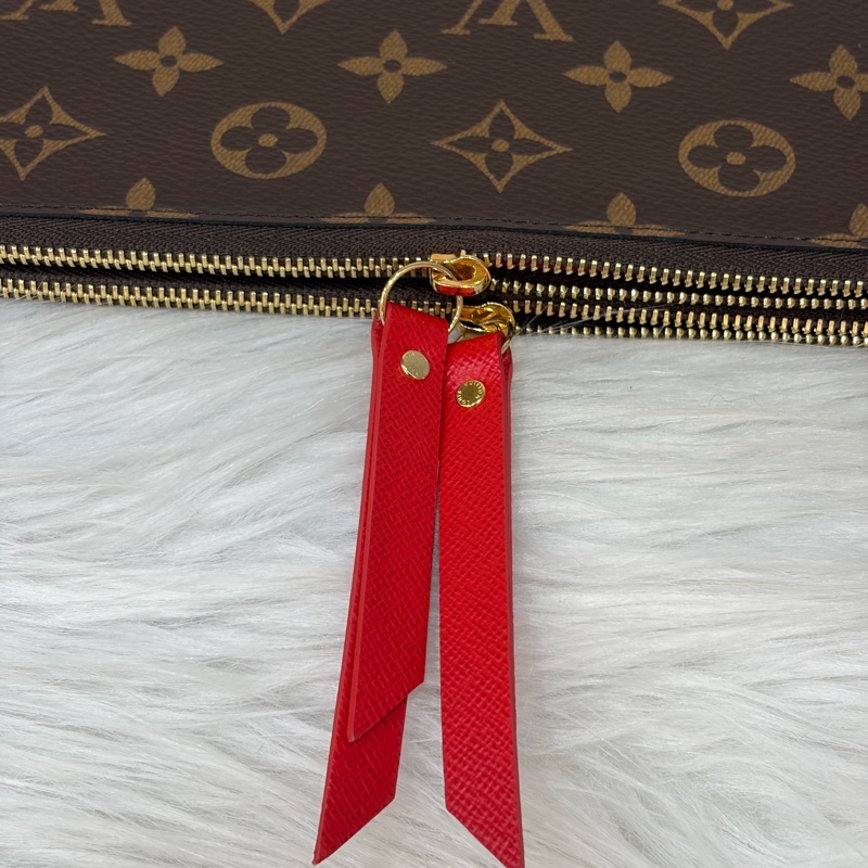 LV M61287 Adele 經典花紋 原花雙拉鍊 扣式 長夾-17