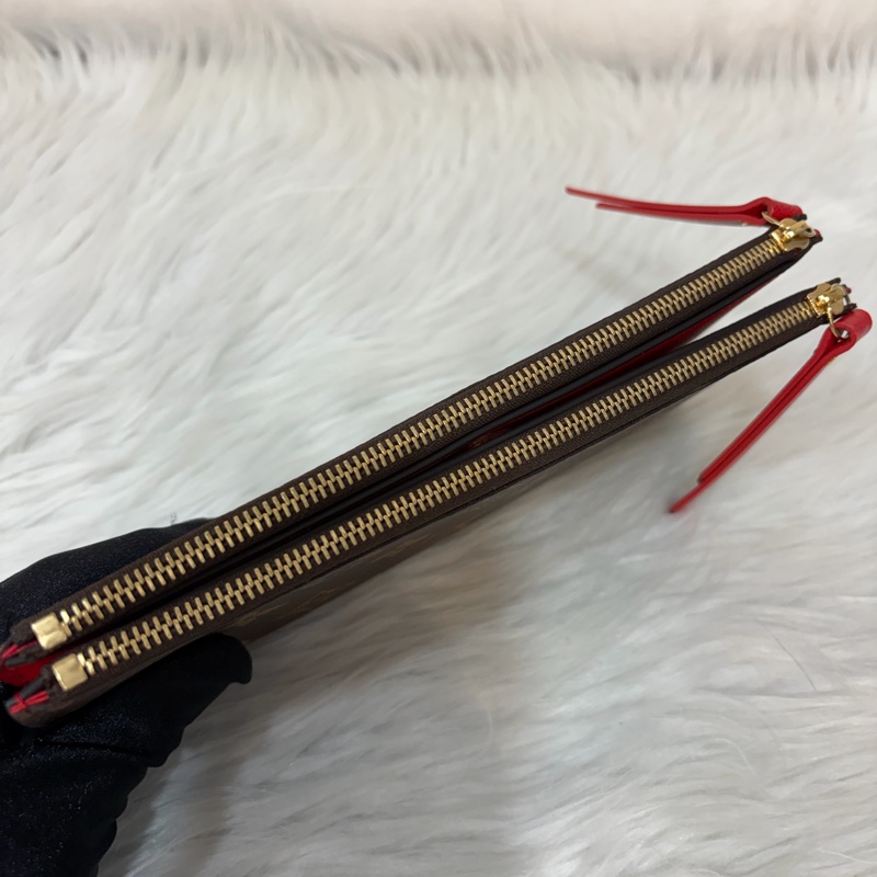 LV M61287 Adele 經典花紋 原花雙拉鍊 扣式 長夾-21
