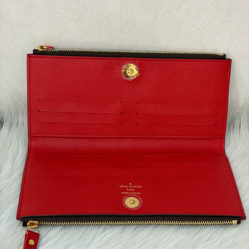 LV M61287 Adele 經典花紋 原花雙拉鍊 扣式 長夾-25