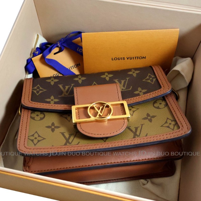 金鐸精品~2515 LOUIS VUITTTON LV路易威登M45959 Mini Dauphine達芙妮雙色拼接掀蓋側肩背包-7