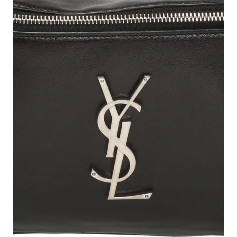 YSL 經典CLASSIC MONOGRAM金屬LOGO羊皮腰包(黑色)-5