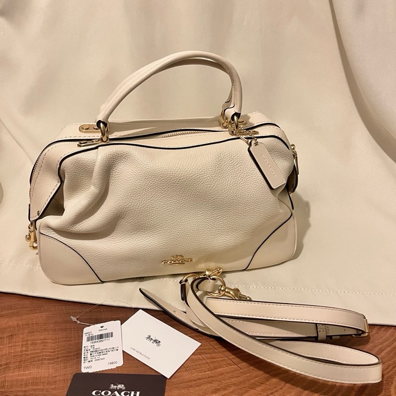 coach 60621 荔枝牛皮醫師包｜米白｜附背帶-1