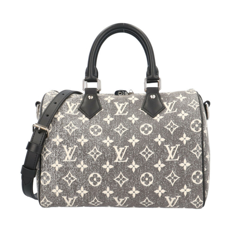 路易威登 Speedy 25 Bandoulière Monogram Jacquard Denim 單肩包，M21464 灰色，女士，LOUIS VUITTON 兩用-0