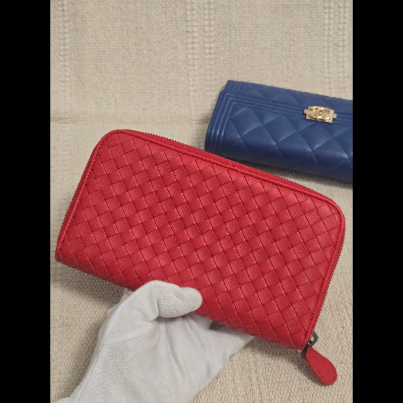 BOTTEGA VENETA 寶緹嘉 BV 經典小羊皮編織拉鍊長夾-0