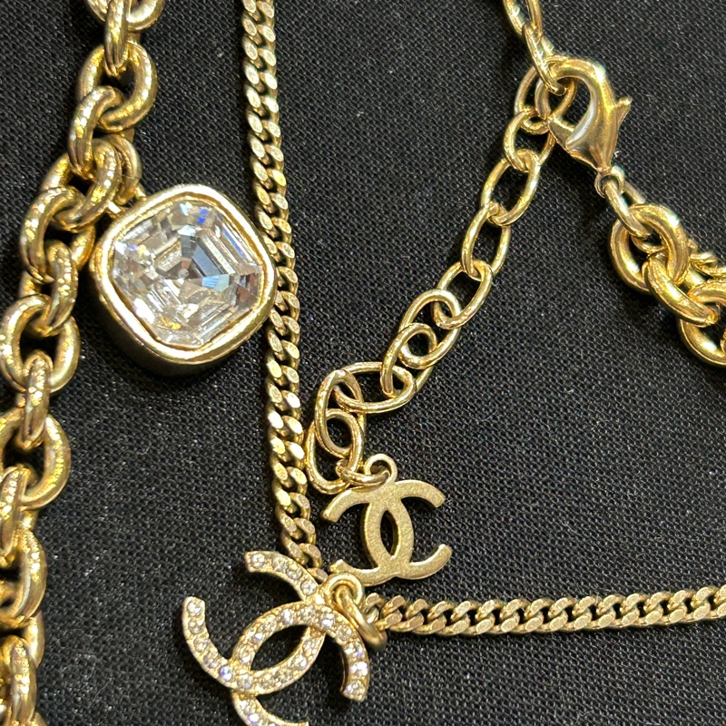 Chanel 香奈兒 復古金三層多元素項鍊95新-2