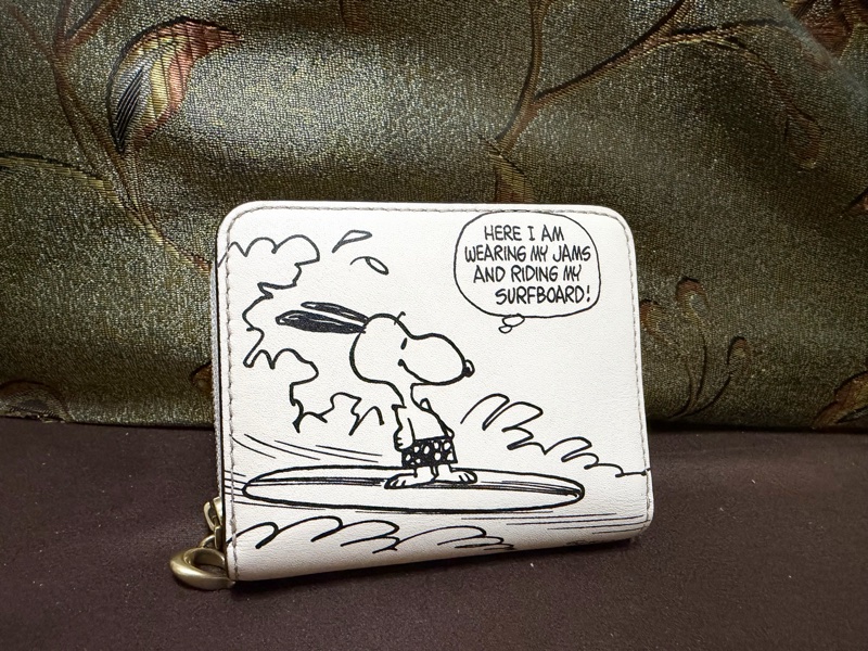 Coach x peanuts 史努比聯名象牙白短夾-0