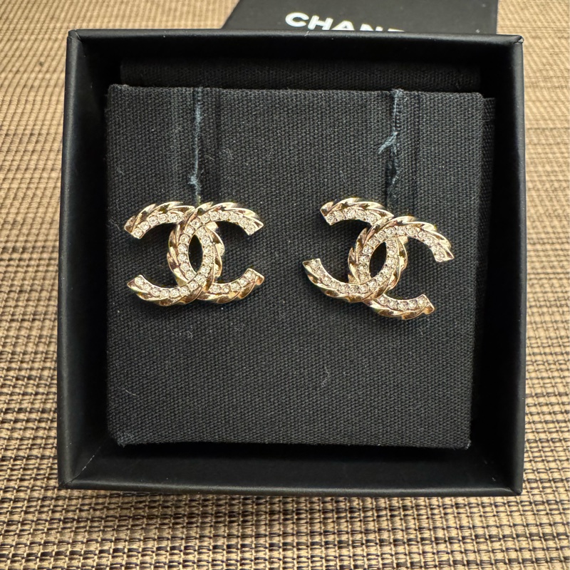 CHANEL 雙C 水鑽耳環-0