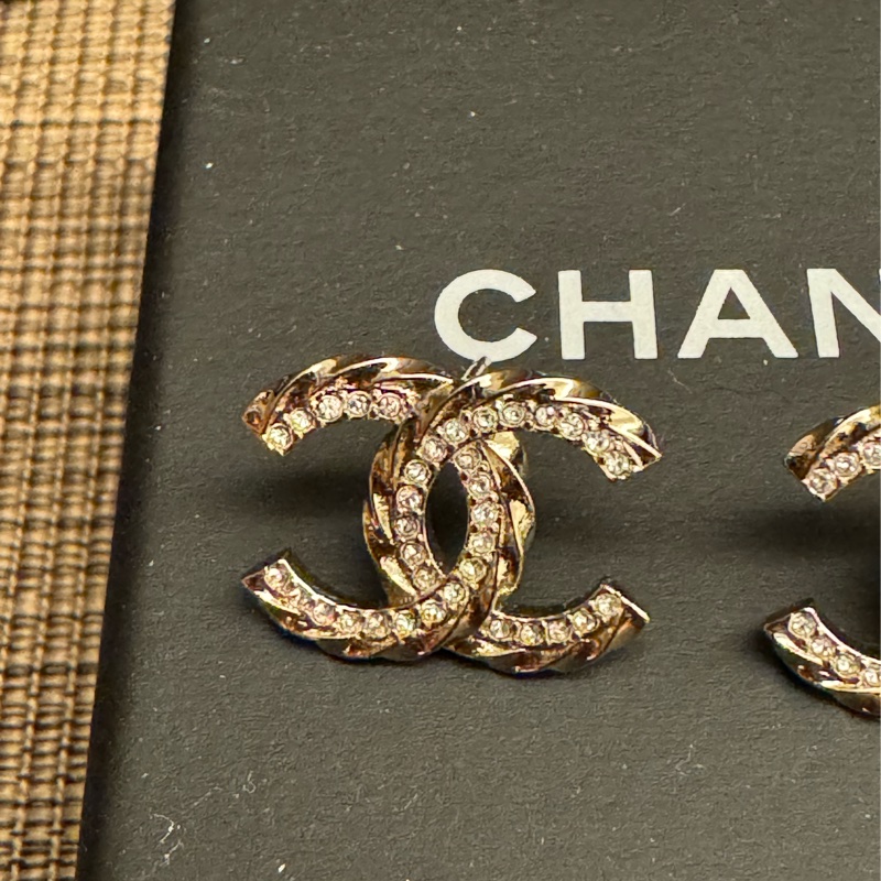 CHANEL 雙C 水鑽耳環-1