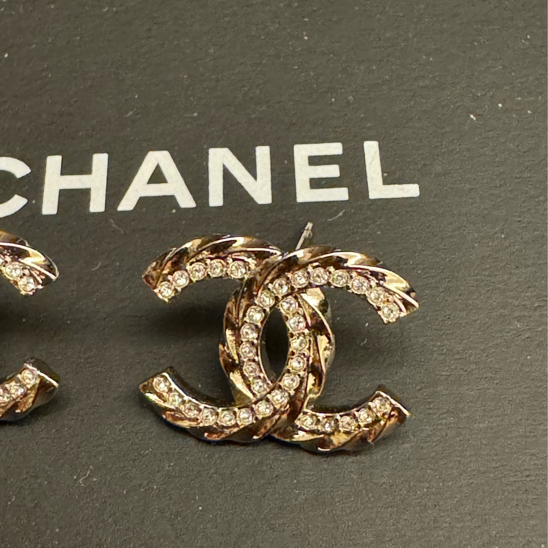 CHANEL 雙C 水鑽耳環-2