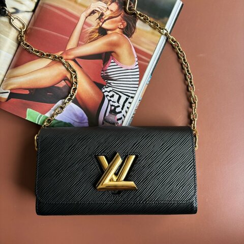 ::LOUIS VUITTON:: LV Twist 黑色EPI皮革金旋轉釦手提兩用包