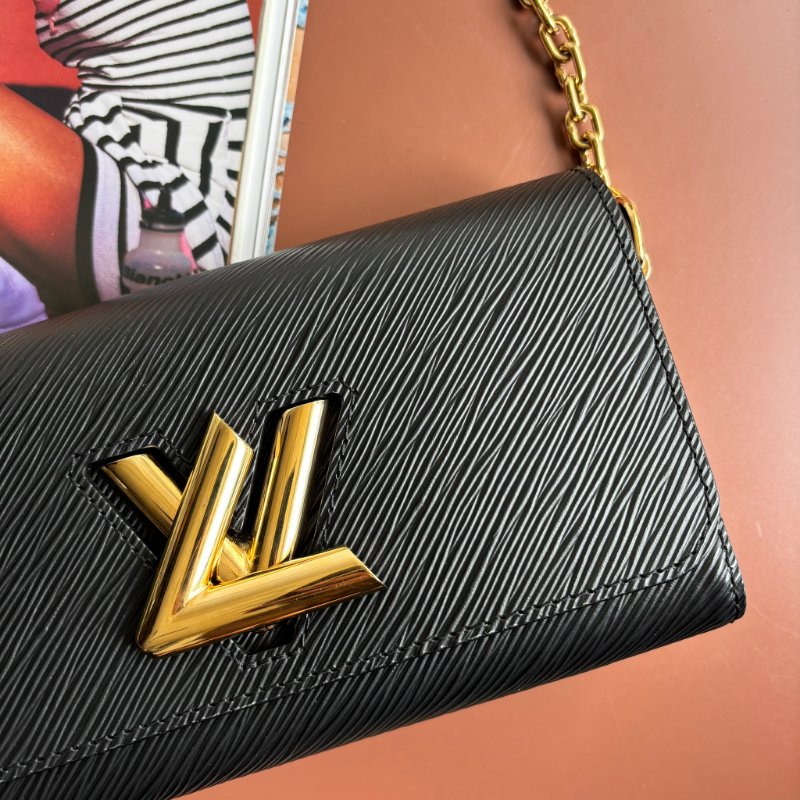::LOUIS VUITTON:: LV Twist 黑色EPI皮革金旋轉釦手提兩用包-1