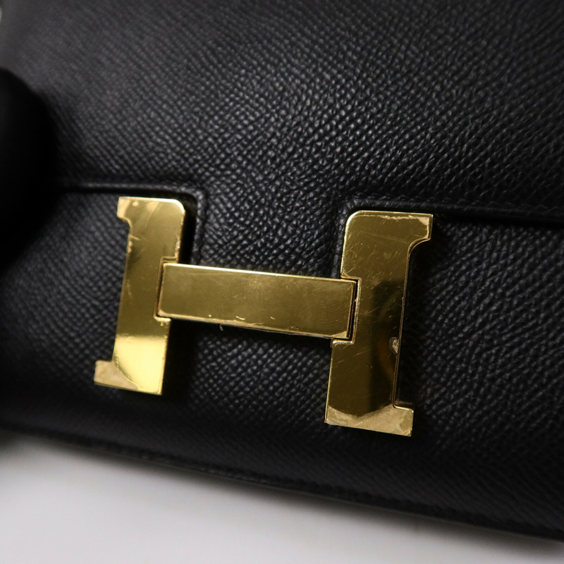 HERMES Epsom皮革Mini Constance肩背袋Noir-6