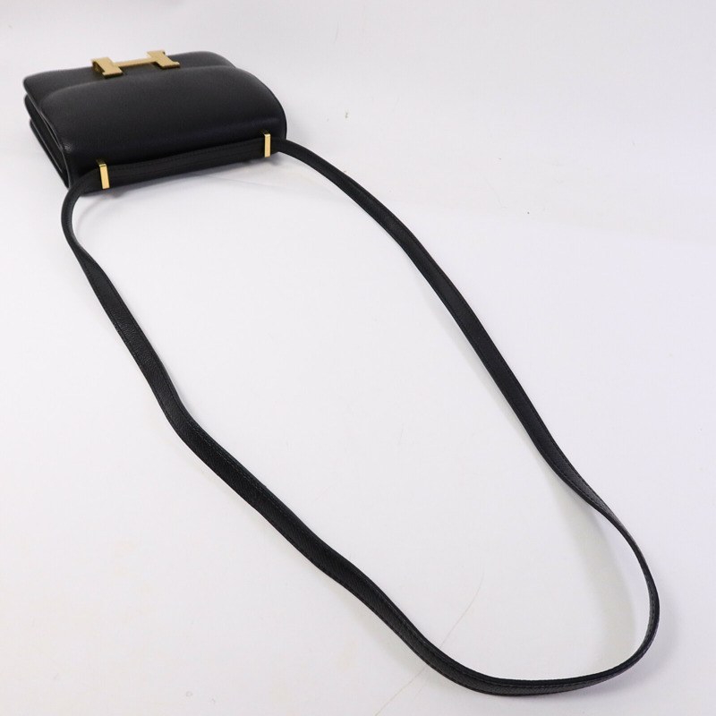 HERMES Epsom皮革Mini Constance肩背袋Noir-8