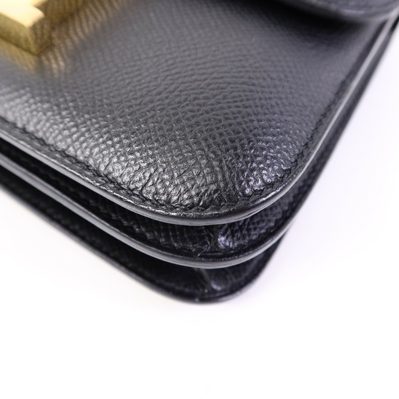 HERMES Epsom皮革Mini Constance肩背袋Noir-10