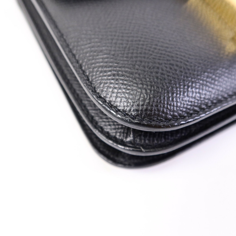 HERMES Epsom皮革Mini Constance肩背袋Noir-11