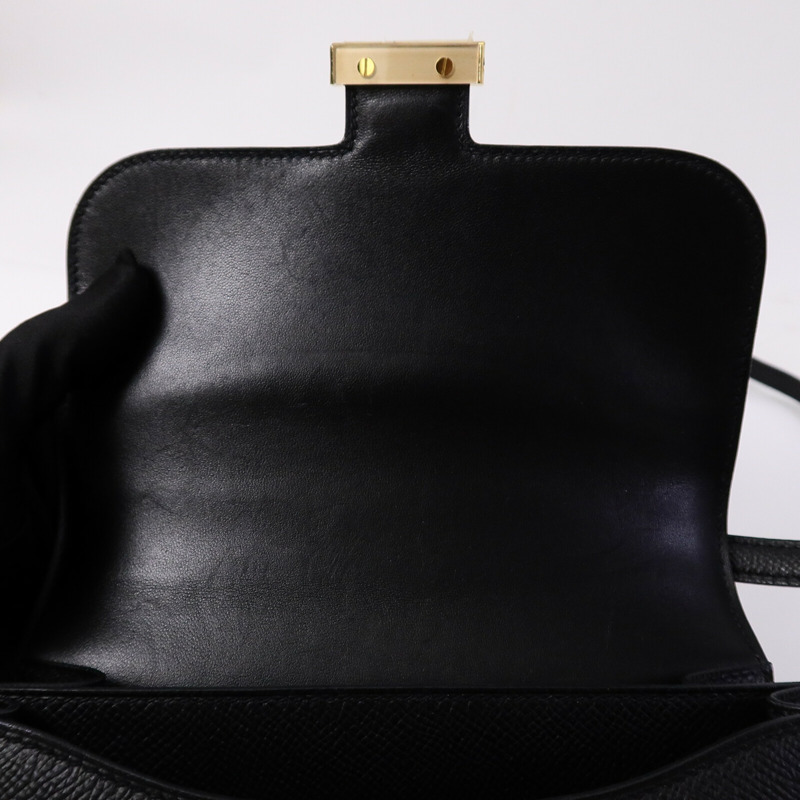 HERMES Epsom皮革Mini Constance肩背袋Noir-14