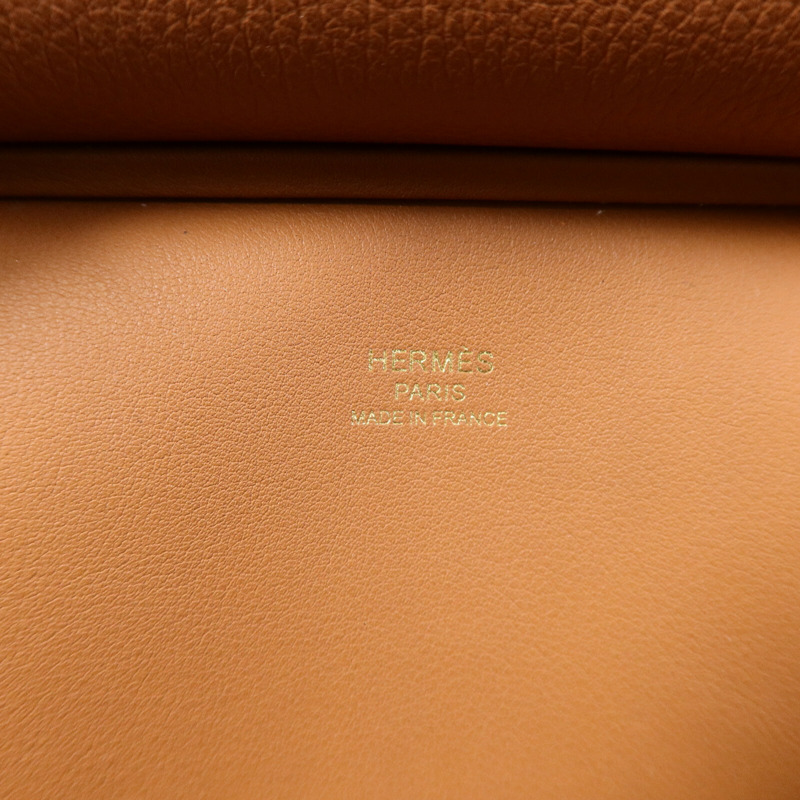 HERMES Evercolor皮革Mini Jypsiere肩背袋Gold-5