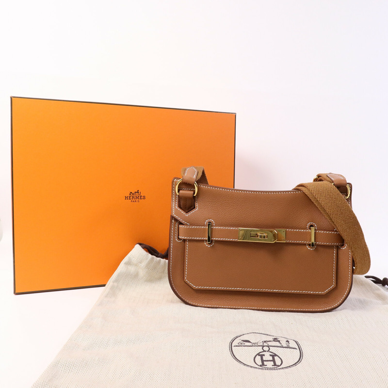 HERMES Evercolor皮革Mini Jypsiere肩背袋Gold-8