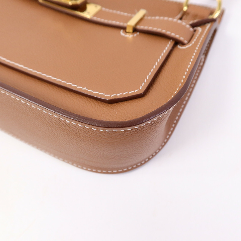 HERMES Evercolor皮革Mini Jypsiere肩背袋Gold-10