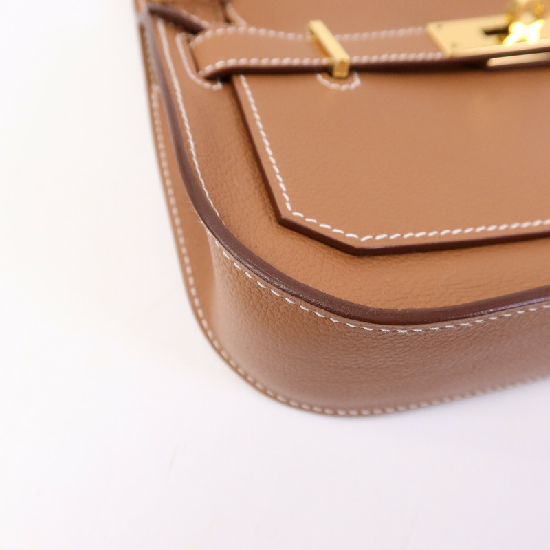 HERMES Evercolor皮革Mini Jypsiere肩背袋Gold-11