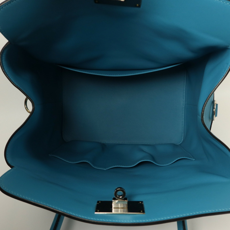 HERMES Swift皮革Toolbox 26手挽肩背兩用袋Turquoise-4