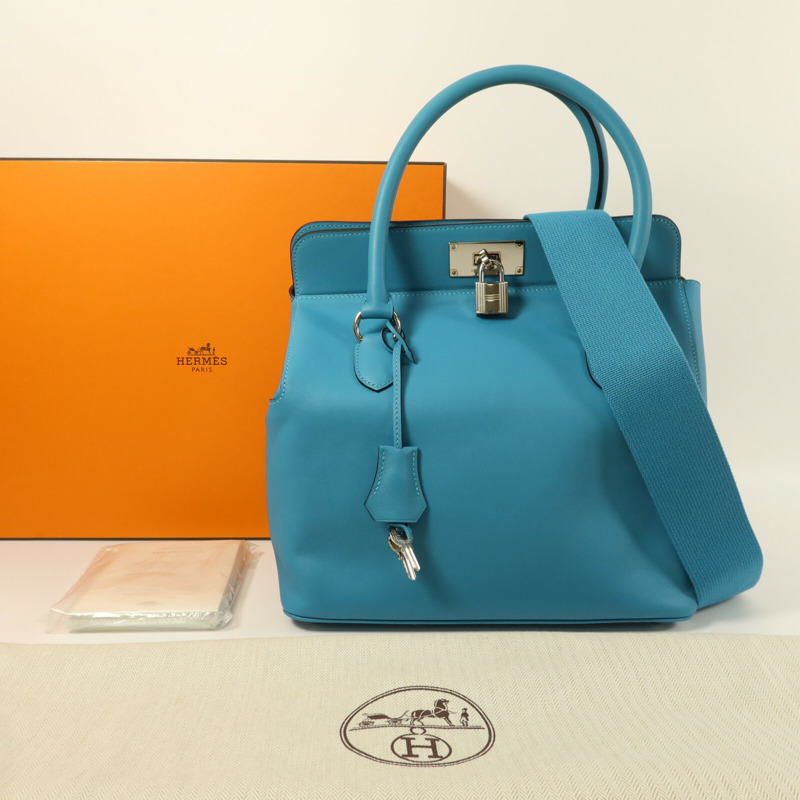 HERMES Swift皮革Toolbox 26手挽肩背兩用袋Turquoise-11