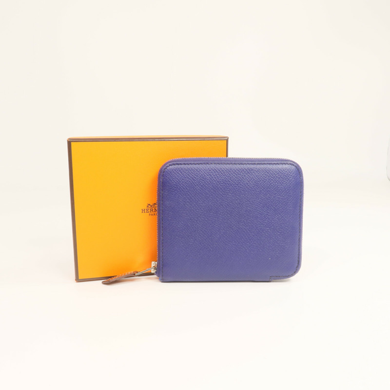 HERMES Epsom皮革Silk In Compact Wallet錢包Ultraviolet-16