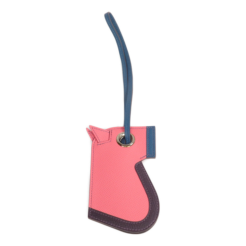 HERMES Epsom皮革Camail Key Ring鑰匙圈Rose Azalee/Colvert/Raisin-1