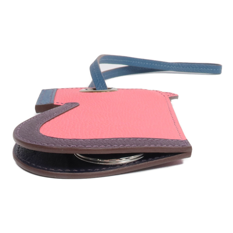 HERMES Epsom皮革Camail Key Ring鑰匙圈Rose Azalee/Colvert/Raisin-2