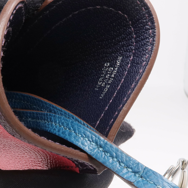 HERMES Epsom皮革Camail Key Ring鑰匙圈Rose Azalee/Colvert/Raisin-4