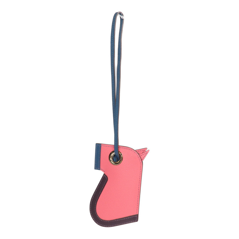HERMES Epsom皮革Camail Key Ring鑰匙圈Rose Azalee/Colvert/Raisin-8