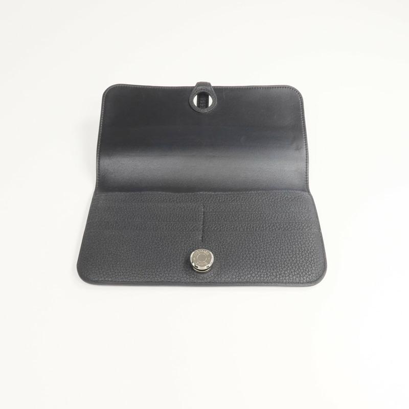 HERMES Togo皮革Dogon GM長錢包Noir-6
