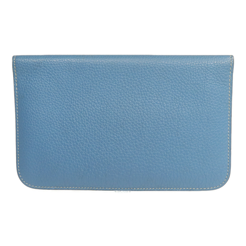 HERMES Togo皮革Dogon GM長錢包Bleu Jean-1