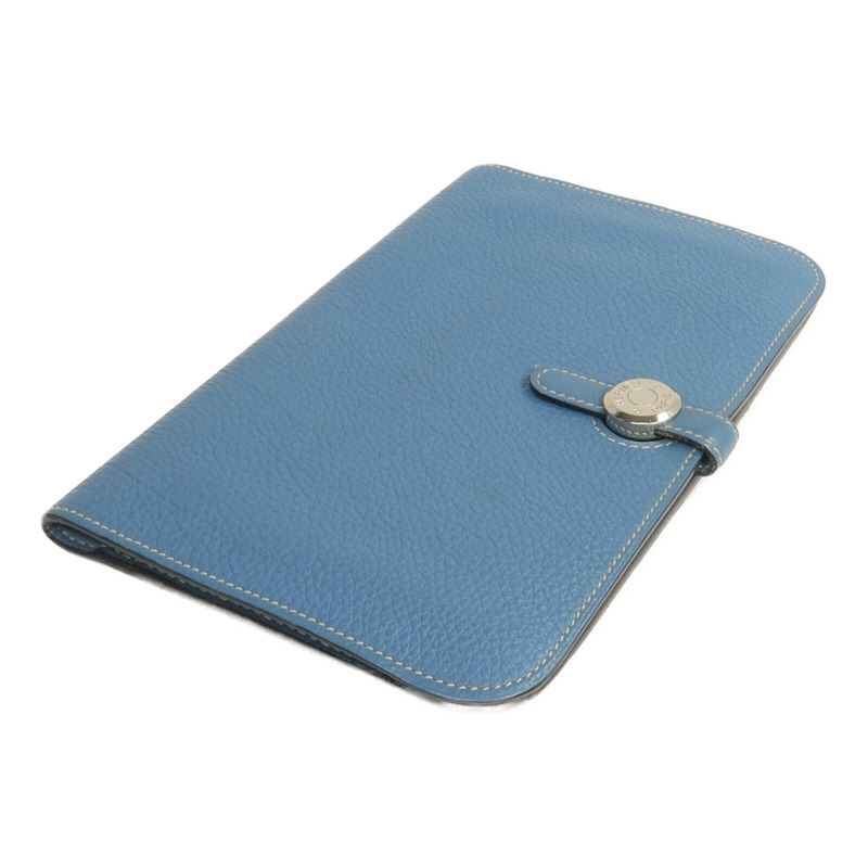 HERMES Togo皮革Dogon GM長錢包Bleu Jean-3