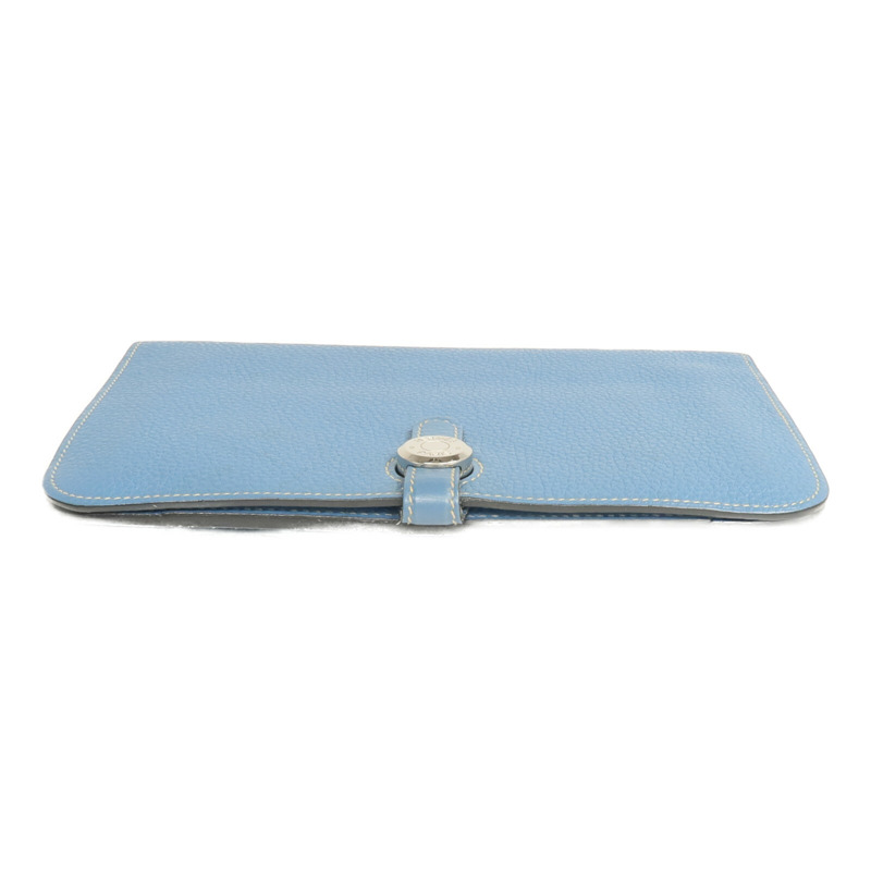 HERMES Togo皮革Dogon GM長錢包Bleu Jean-5