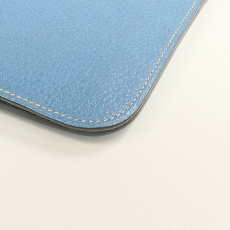 HERMES Togo皮革Dogon GM長錢包Bleu Jean-8
