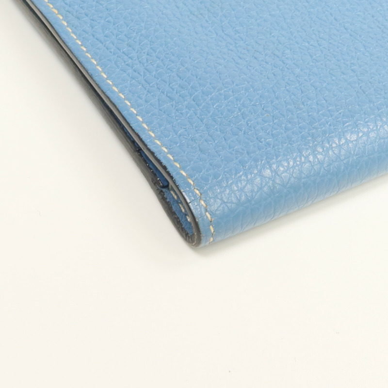 HERMES Togo皮革Dogon GM長錢包Bleu Jean-10