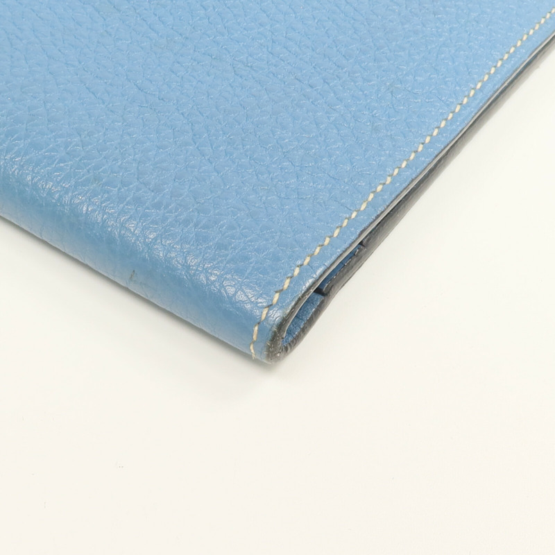 HERMES Togo皮革Dogon GM長錢包Bleu Jean-11