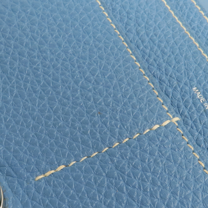 HERMES Togo皮革Dogon GM長錢包Bleu Jean-16