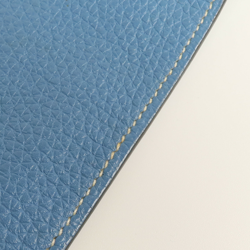 HERMES Togo皮革Dogon GM長錢包Bleu Jean-20