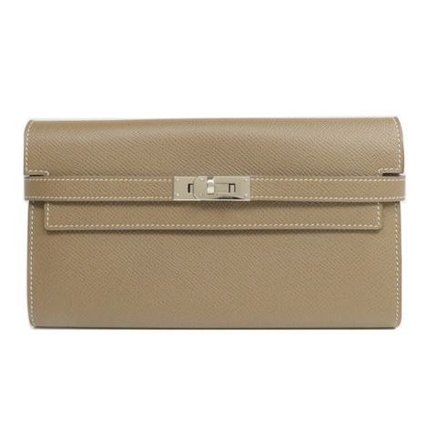 HERMES Epsom皮革Kelly Long Wallet長錢包Etoupe