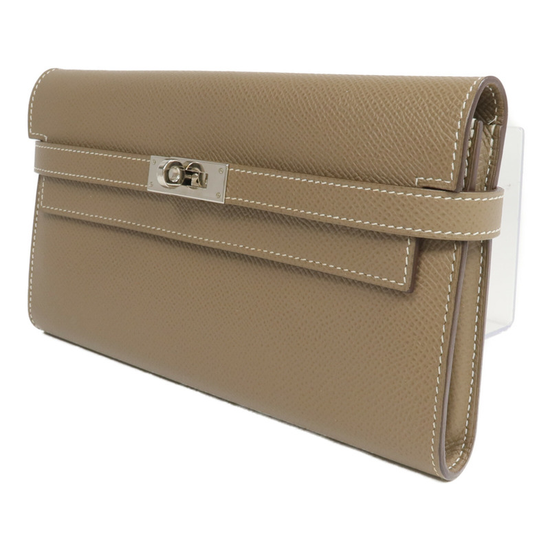 HERMES Epsom皮革Kelly Long Wallet長錢包Etoupe-2