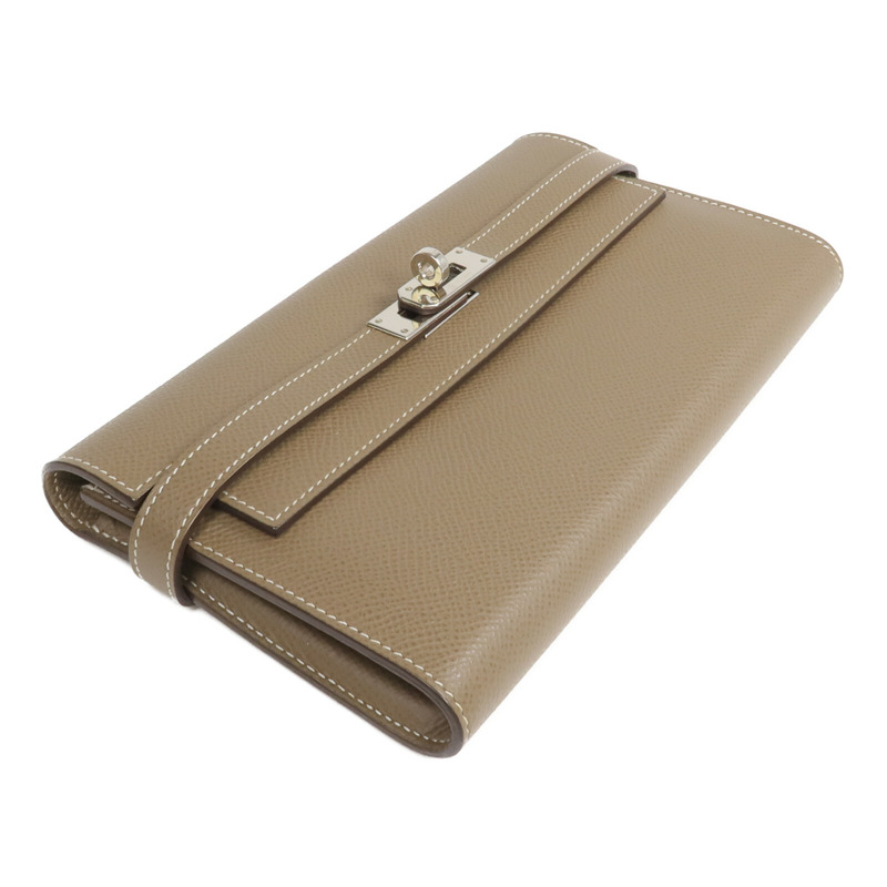 HERMES Epsom皮革Kelly Long Wallet長錢包Etoupe-3