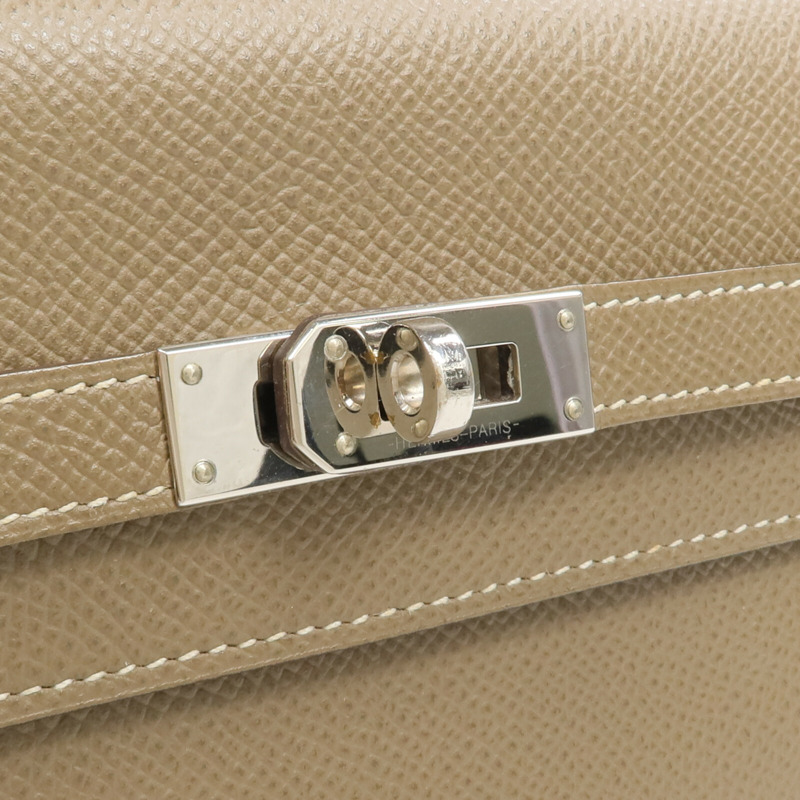 HERMES Epsom皮革Kelly Long Wallet長錢包Etoupe-10