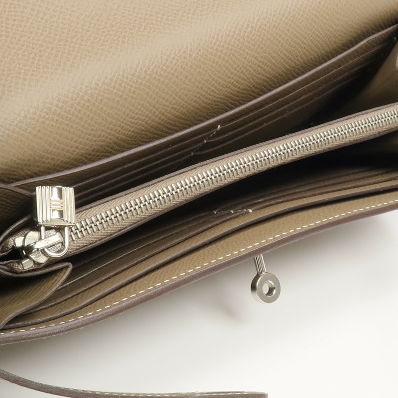 HERMES Epsom皮革Kelly Long Wallet長錢包Etoupe-11